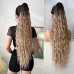 Extensie de par coada ondulata Deep Wave cu cleste 75 cm Cod 1975-3060A Saten Inchis cu Blond Ash Ombre